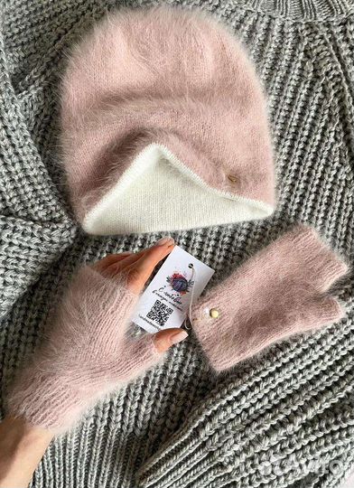 Шапочка бини + митенки