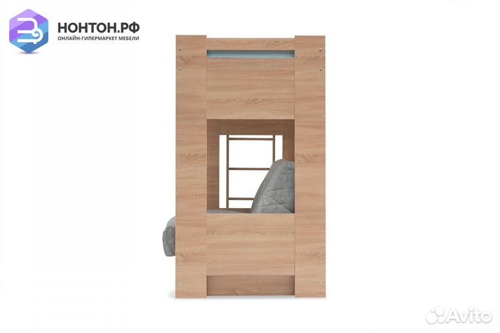 Двухъярусная кровать с диван-кроватью серый / дуб