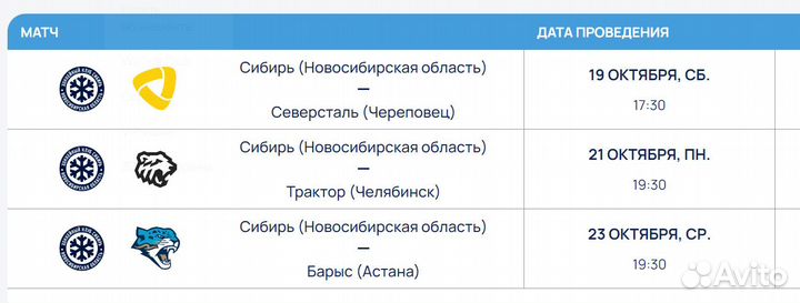 Билеты на хоккей сибирь северсталь