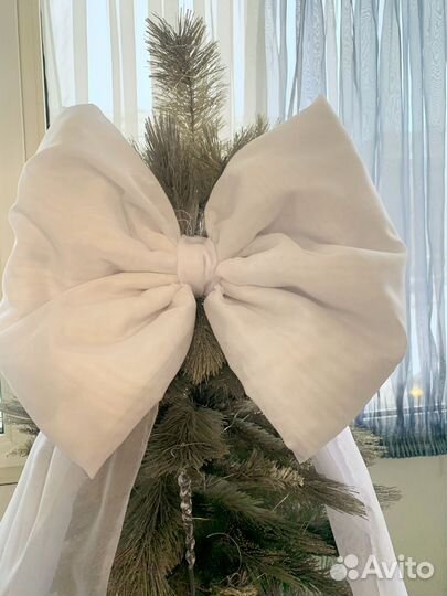 Бант на елку белый, любой увет