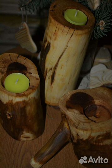 Подсвечник,дерево,свечи
