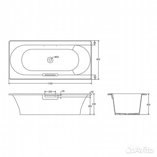 Чугунная ванна Jacob Delafon Volute 170x80