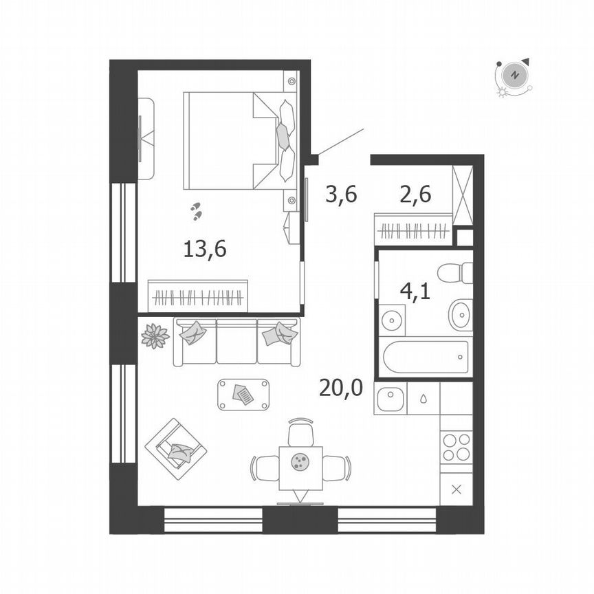 1-к. квартира, 43,9 м², 6/19 эт.