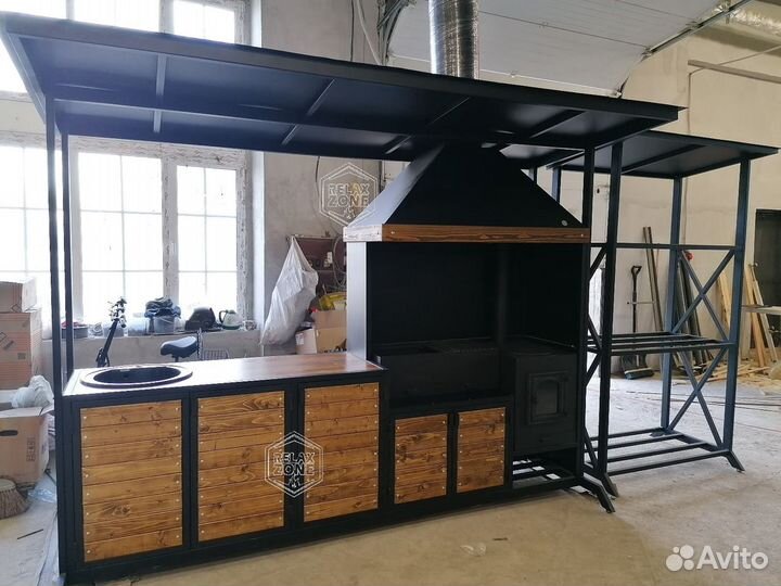 Мангал с крышей, мангал, печь