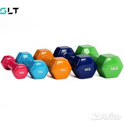 Гантели виниловые 1-5 кг GLT Fitness