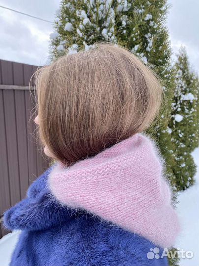 Капор вязаный из пуха норки