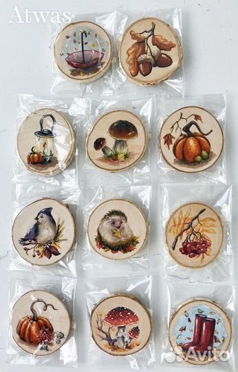 Магниты на холодильник из спила