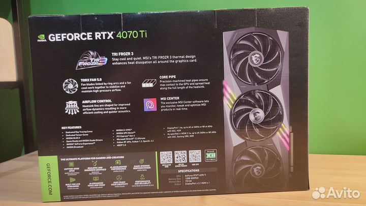 Видеокарта MSI nvidia RTX 4070 Ti gaming trio 12G
