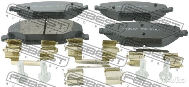 Колодки тормозные передние комплект (с болтами, с прижимной скобой)