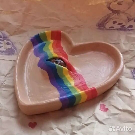 Глиняная тарелочка для украшений ручная работа