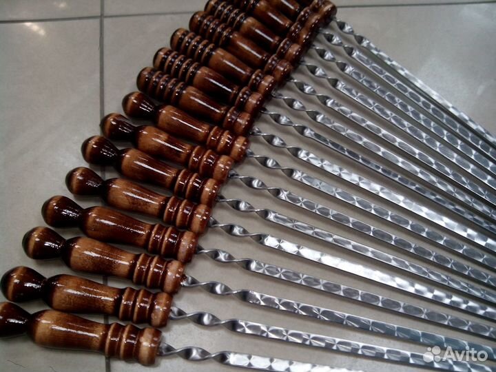 Шампура из нержавейки с деревянными ручками