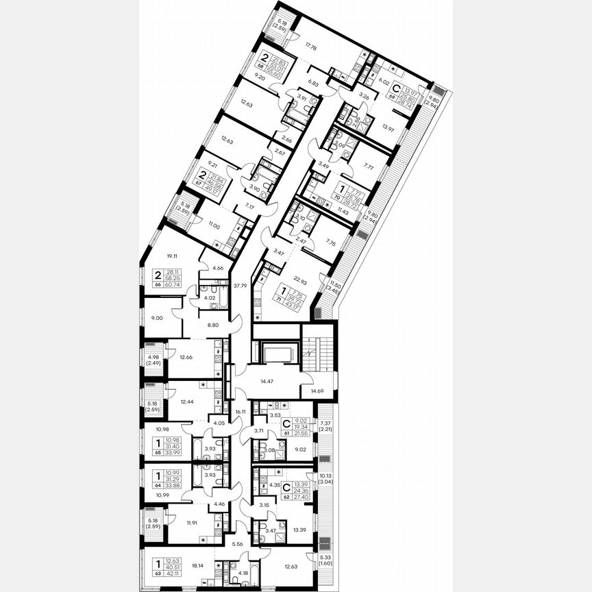 2-к. квартира, 62,7 м², 8/9 эт.