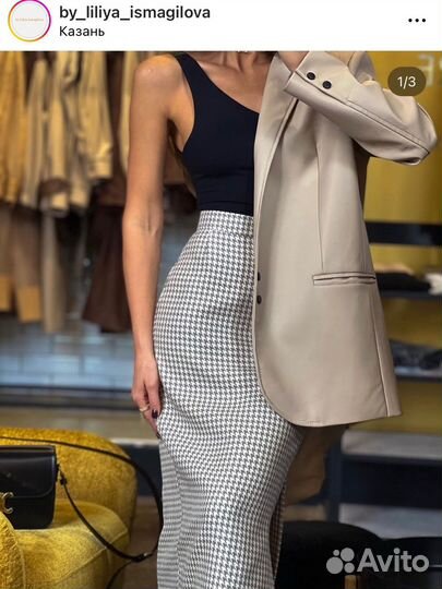 Юбка в гусиную лапку