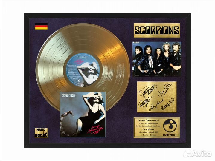 Золотой виниловый диск Scorpions Savage Amusement