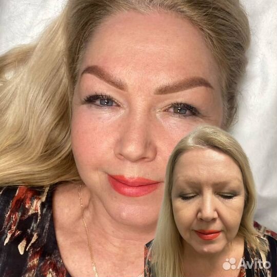 Пудровое напыление бровей, губ