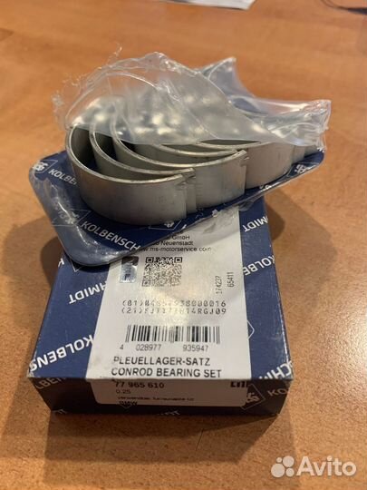 Вкладыши шатунные комплект 0.25 4 цил KS 77965610