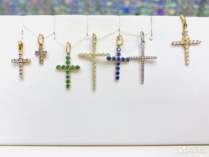 Золотые подвески нательные с фианитами