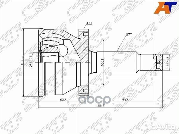 Шрус наружный hyundai sonata 01/trajet 02