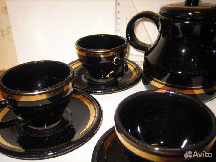 Чёрный кофейный сервиз - винтаж