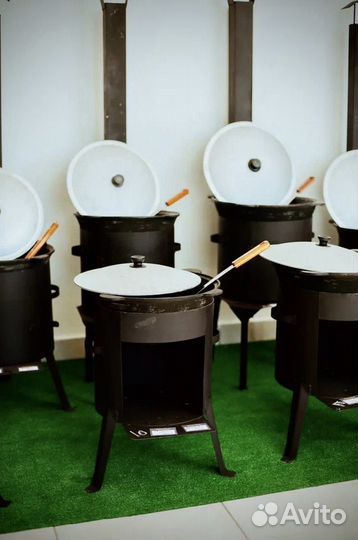 Казан чугунный с печью+шумовка в подарок