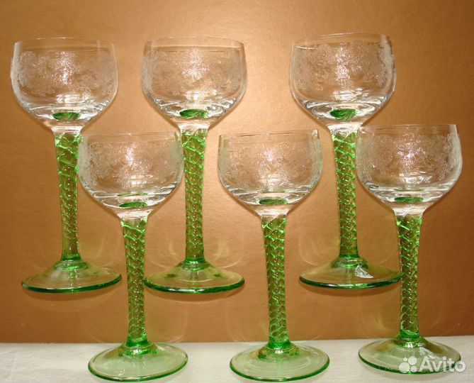 Рюмки двуцветные, антикварные, Богемия