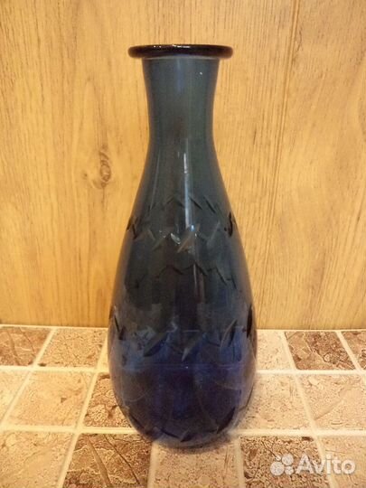 Вазочка.Толстое синее стекло
