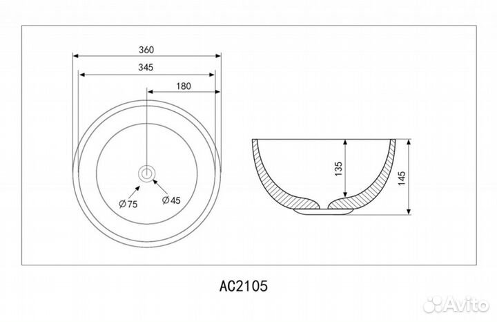 Раковина накладная черная матовая