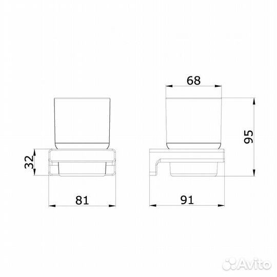 Стеклянный стакан для зубных щеток с настенным держателем VieirV5205