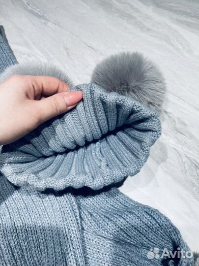 Шапка с шарфом детская