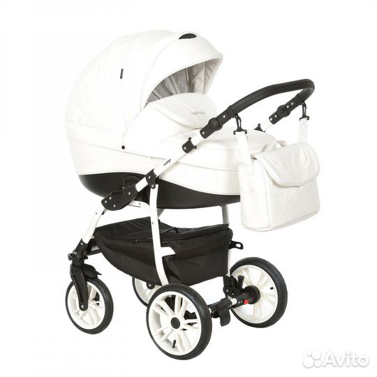 Коляска модульная 2 в 1 эко кожа Indigo белый