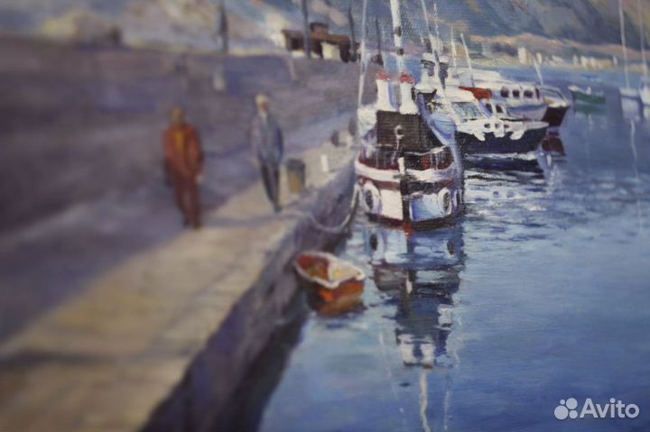 Картина маслом. Пейзаж «Причал. Монтенегро»