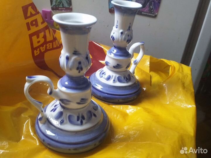 Подсвечник гжель фарфор вьюнок