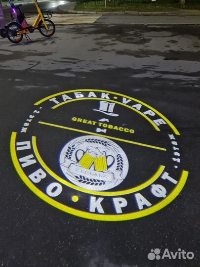 Гобо проектор для рекламы, слайд за день