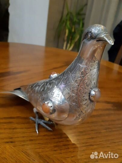Голуби, павлин., статуэтка серебро, антиквариат. с