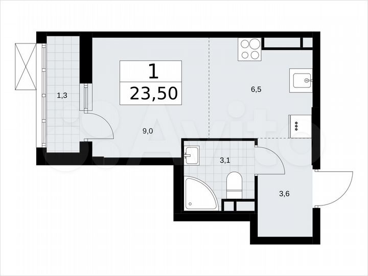 Квартира-студия, 23,5 м², 7/9 эт.