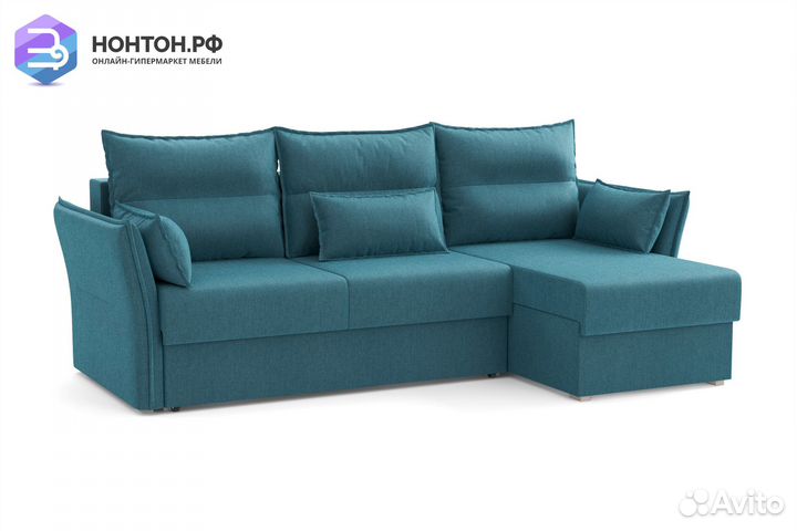 Диван угловой еврокнижка Бруклин голубой