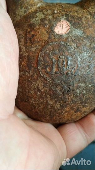 Старинная весовая гиря 5 фунтов, клейма