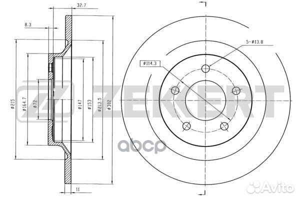 Диск торм. зад. Mazda 5 05- bs-5928 Zekkert