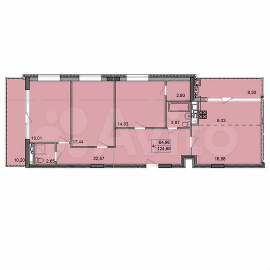 4-к. квартира, 124,7 м², 8/8 эт.