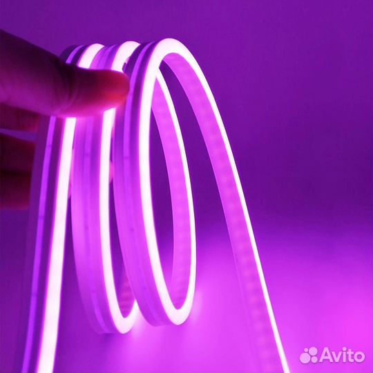 Гибкий неон с адаптером 220в, цвет розовый, неонов