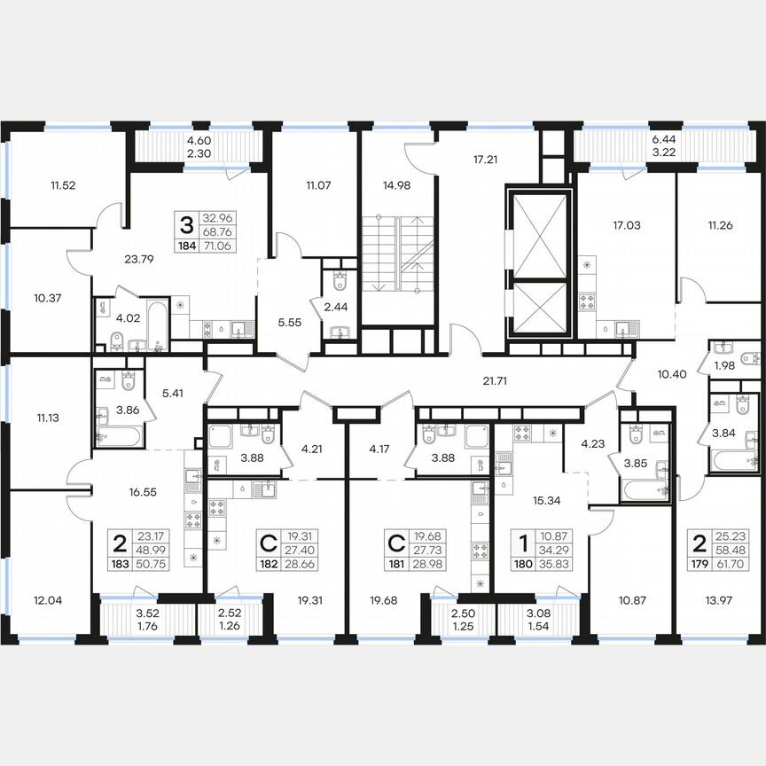 2-к. квартира, 50,8 м², 6/15 эт.