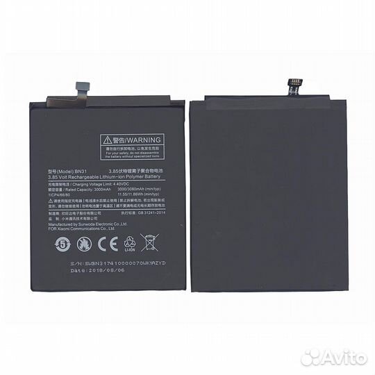 Аккумулятор BN31 Xiaomi 5X, MDE6 3000mAh 3,85V