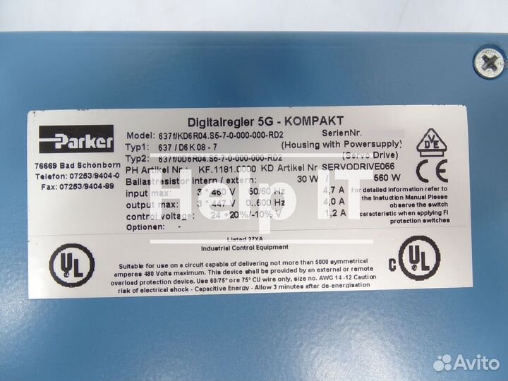 Сервопривод Parker 637F/KD6R04.S5-7-0-000-000-RD2