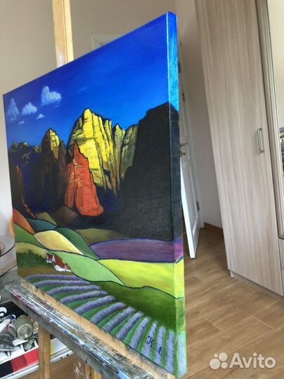 Картина маслом пейзаж Горы