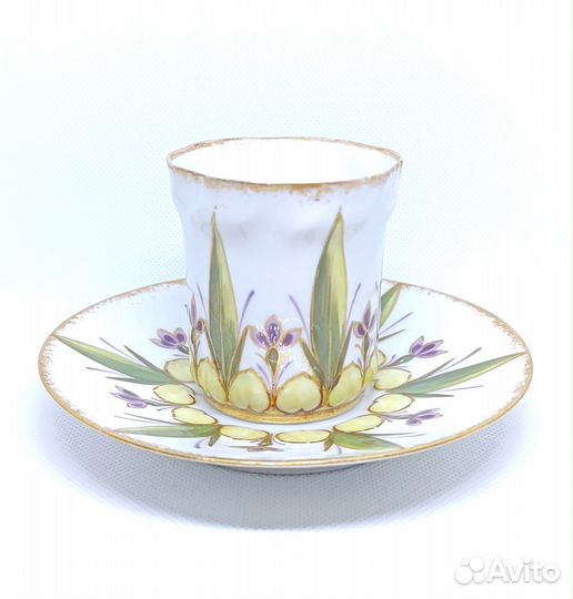 Кофейная пара Лимож антикварная Франция фарфор