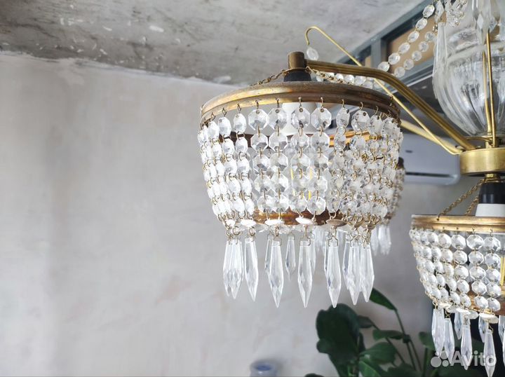 Люстра винтаж, хрусталь, чехия, чссср