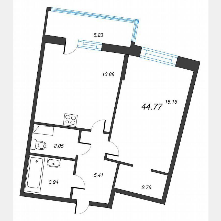 1-к. квартира, 48,4 м², 4/22 эт.