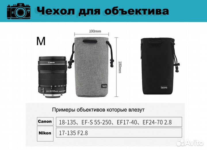 Чехол для объектива Nikon, Сanon, Sony