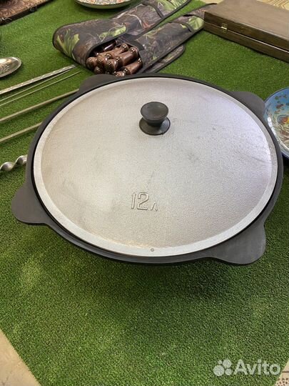 Настоящий чугунный толстостенный казан 12 л