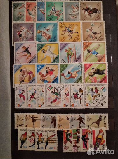 Марки почтовые (футбол, Олимпийские игры), спорт